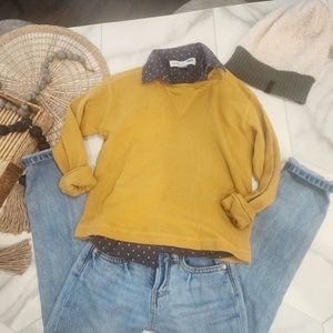 [ PBX BASICS] boys size small 4- deep yellow long sleeve waffle print thermal.